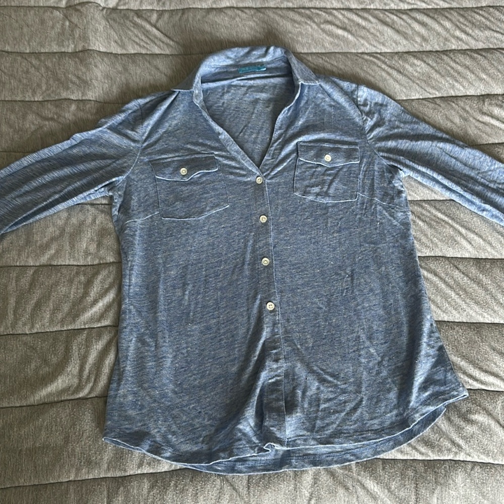 Blue button down top size xs
